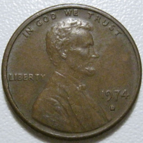 Обігові Обиходные ^/--/^ США 1 цент 1974 року D #40013 ^_^^^ США 1 цент 1974 года D #40013 - фото фото фото