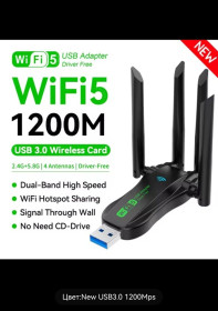 USB адаптери USB адаптеры ^/--/^ Двухдиапазонный адаптер WIFI USB 1200 Мбит/с 2,4 ГГц 5 ГГц USB 3.0 Портативная внешняя сетевая карта USB WIFI 5 /--/ G 1200 Мбит/с ^_^^^ Дводіапазонний адаптер WIFI USB 1200 Мбіт/с 2,4 ГГц 5 ГГц USB 3.0 Портативна зовнішня мережева карта USB WIFI 5 /--/ G 1200 Мбіт/с - фото фото фото