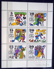 НДР, ФРН ГДР, ФРГ ^/--/^ ГДР 1969 литература сказки Mi 1450-1455 MNH 4-й выпуск малый лист ^_^^^ НДР 1969 література казки Mi 1450-1455 MNH 4-й випуск малий лист - фото фото фото