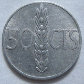 Іспанія Испания ^/--/^ Іспанія 50 сентимів 1966  (1967) року #6 /--/ П /--/ 1785 ^_^^^ Испания 50 сентимов 1966 (1967) года #6 /--/ П /--/ 1785 - фото фото фото