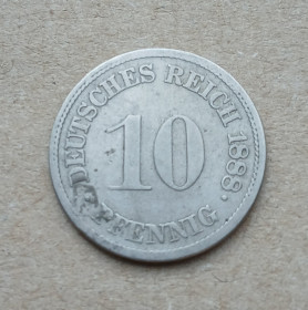 Німецька імперія (-) Германская империя (-) ^/--/^ Німеччина 10 пфенігів 1888 G ^_^^^ Германия 10 пфеннигов 1888 G - фото фото фото