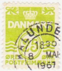 Балтійські країни Балтийские страны ^/--/^ Дания   1965 г. №  431 А гашеная ^_^^^ Данія 1965 р. No 431 А гашена - фото фото фото
