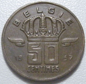 Бельгія Бельгия ^/--/^ Бельгія 50 сантимів 1957 року Belgie 42418 ^_^^^ Бельгия 50 сантимов 1957 года Belgie 42418 - фото фото фото