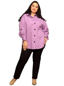 Кофти Кофты ^/--/^ Женская рубашка плотный хлопок Queen 2124 eur 50 сиреневая ^_^^^ Жіноча сорочка щільний бавовна Queen 2124 eur 50 сиренева - фото фото фото