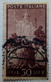 Італія, Ватикан Италия, Ватикан ^/--/^ Италия 1945 Демократия, 50 /--/ L, гашеная ^_^^^ Італія 1945 Демократія, 50 /--/ L, гашена - фото фото фото