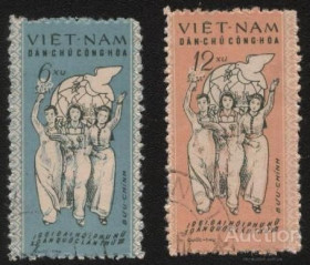 В'єтнам Вьетнам ^/--/^ Вьетнам 1961 г.№ 152-153 серия гашеная ^_^^^ В'єтнам 1961 р. No 152-153 серія гашена - фото фото фото