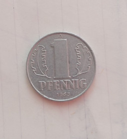 НДР, ФРН ГДР, ФРГ ^/--/^ ГДР  1 пфеннинг  А 1963 г. ^_^^^ НДР 1 пфеннінг А 1963 - фото фото фото