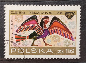 Мистецтво Искусство ^/--/^ Польша 1976 г - День почтовой марки. Коринфские вазы. Сирена, гаш ^_^^^ Польща 1976 - День поштової марки. Коринфські вази. Сирена, гаш - фото фото фото