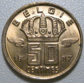Бельгія Бельгия ^/--/^ Бельгія 50 сантимів 1987 року Belgie 42503 ^_^^^ Бельгия 50 сантимов 1987 года Belgie 42503 - фото фото фото