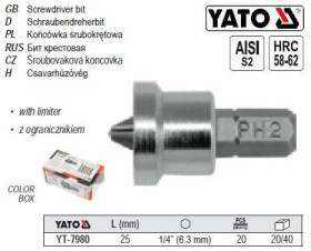 Викрутки Отвертки ^/--/^ Насадка бита для гипсокартона YATO PH /--/ 2 1/4 l /--/ 25 мм 20 штук YT-7980 ^_^^^ Насадка біта для гіпсокартону YATO Польща PH /--/ 2 1/4&amp;quot; l /--/ 25 мм 20 штук YT-7980 - фото фото фото