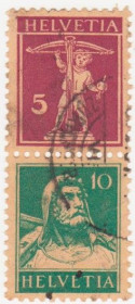 Швейцарія Швейцария ^/--/^ Швейцария 1921  г. № 162-163 гашеная сцепка ^_^^^ Швейцарія 1921 р. No 162-163 гашена зчіпка - фото фото фото