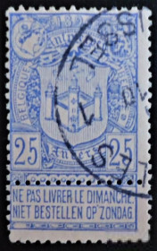 Бенілюкс Бенилюкс ^/--/^ Бельгия  1894 г. № 63 гашеная ^_^^^ Бельгія 1894 р. No 63 гашена - фото фото фото
