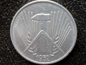 НДР, ФРН ГДР, ФРГ ^/--/^ 1 пфенниг 1952 A состояние XF без резерва! ^_^^^ 1 пфеніг 1952 A стан XF без резерву - фото фото фото