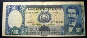 Болівія Боливия ^/--/^ Боливия  (1981) 500 боливийских песо.  American Bank Note Company. P- 165 /--/ a (2) ^_^^^ Болівія (1981) 500 болівійських песо. American Bank Note Company. P-165 /--/ a (2) - фото фото фото