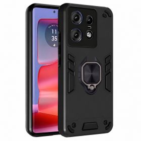 Чохли, бампера Чехлы, бампера ^/--/^ Чохол Fiji Defence для Motorola Edge 50 Pro протиударний бампер з кільцем підставкою Black - фото фото фото