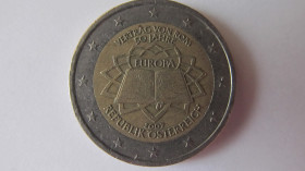 Австрія Австрия ^/--/^ 2 євро 2007 рік Австрія. Римський договір. ^_^^^ 2 евро 2007 год Австрия. Римский договор. - фото фото фото