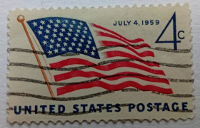 Північна Америка Северная Америка ^/--/^ США 1959 Американский флаг, гашеная ^_^^^ США 1959 Американський прапор, гашена - фото фото фото
