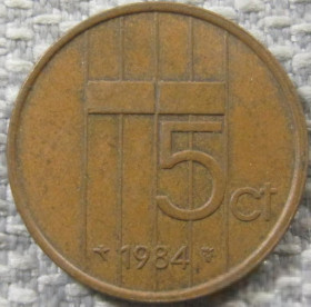 Нідерланди Нидерланды ^/--/^ Нидерланды 5 центов 1984 года 12704 ^_^^^ Нідерланди 5 центів 1984 року 12704 - фото фото фото