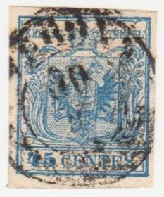 Австрія Австрия ^/--/^ Австрия  (Ломбардо-Венецианское королевство) 1850 г. № 5 гашеная ^_^^^ Австрія (Ломбардо-Венеційське королівство) 1850 р. No 5 гашена - фото фото фото