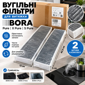 Комплектуючі для кухоної техніки Комплектующие для кухонной техники ^/--/^ Вугільні фільтри PUAKF для BORA Pure / X Pure / S Pure — 2 шт. ^_^^^ Угольные фильтры PUAKF для BORA Pure / X Pure / S Pure — 2 шт. - фото