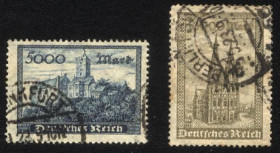 Веймарська республіка Веймарская республика ^/--/^ Германия Reich 1923 г. №  265-266 серия  гашеная ^_^^^ Німеччина Reich 1923 р. No 265-266 серія гашена - фото фото фото