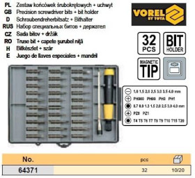 Інші інструменти Другие инструменты ^/--/^ Набор бит насадки CrV 32 штуки VOREL-64371 ^_^^^ Набір біт Польща насадки CrV 32 штуки VOREL-64371 - фото фото фото