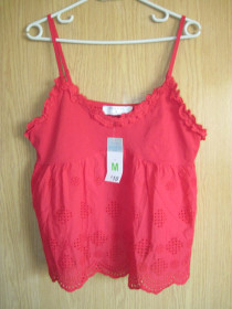 Топи Топы ^/--/^ Новый красный  топ с вышивкой  &amp;quot;Primark&amp;quot; р. М коттон 100% ^_^^^ Новий червоний топ з вишивкою &amp;quot;Primark &amp;quot; р. Котон 100% - фото фото фото