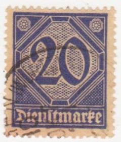 Веймарська республіка Веймарская республика ^/--/^ Германия 1920 г.№  26 гашеная ^_^^^ Німеччина 1920 р. No 26 гашена - фото фото фото