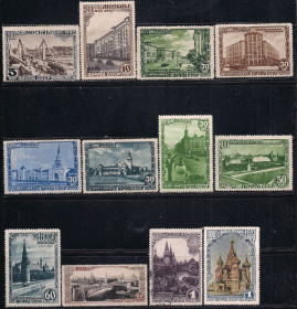 СРСР - СССР - ^/--/^ СССР    (*), 1947 г., распродажа коллекции, архитектура, 800 лет Москве ^_^^^ СРСР (*), 1947 р., розпродаж колекції, архітектура, 800 років Москві - фото фото фото