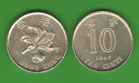 Інші країни Другие страны ^/--/^ 10 центов Гонконг 1997 ^_^^^ 10 центів Гонконг 1998 - фото фото фото
