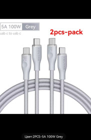 Кабелі Кабели ^/--/^ Кабель Voltme Fast Charge Cable Type-C for Type-C, 5 /--/ A 100 /--/ W 1 /--/ м Цвет Grey 2 PCS    (2 Кабеля в коробке) ^_^^^ Кабель Voltme Fast Charge Cable Type-C for Type-C 100 /--/ W 1 /--/ м Колір Grey 2 PCS (2 Кабеля в коробці) - фото фото фото