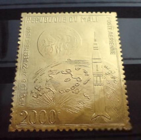 Освоєння космосу Освоение космоса ^/--/^ Мали Мали  MALI  Mi 204 Space, 1969 Gold Foil, Apollo 8 MNH ^_^^^ Малі Малі MALI Mi 204 Space, 1969 Gold Foil, Apollo 8 MNH - фото фото фото