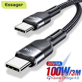 Кабелі Кабели ^/--/^ Essager PD USB Type-C - Type-C кабель быстрой зарядки QC 4.0 3.0 60 /--/ W/20 /--/ V/3 /--/ A 1 /--/ м ^_^^^ Essager PD USB Type-C - Type-C кабель швидкої зарядки QC 4.0 3.0 60 /--/ W/20 /--/ V/3 /--/ A 1 /--/ м - фото фото фото