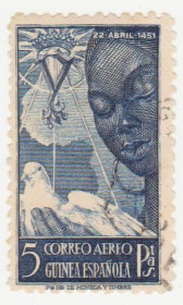 Іспанія Испания ^/--/^ Испанские колонии   ( Гвинея) 1951 г. № 370 гашеная ^_^^^ Іспанські колонії (Гвінея) 1951 р. No 370 гашена - фото фото фото