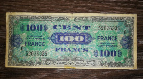 Франція Франция ^/--/^ FRANCE Союзницька окупація Франції 100 франків 1944 2-й випуск, без прапора. Блок 6   (6-й випуск). ^_^^^ FRANCE Союзническая оккупация Франции 100 франков 1944 2-й выпуск, без флага. Блок 6 (6-й выпуск). - фото фото фото