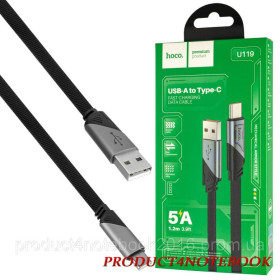 Кабелі Кабели ^/--/^ Кабель HOCO U /--/ 119 USB to Type-C 5 /--/ A, 1.2 /--/ m, nylon, aluminum connectors, Black (6942007605007) - фото фото фото