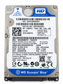 Жорсткі диски Жесткие диски ^/--/^ HDD диск 2.5 320 /--/ GB Western Digital WD /--/ 3200 /--/ BPVT 5400 8 /--/ mb s_n 6361 - фото фото фото