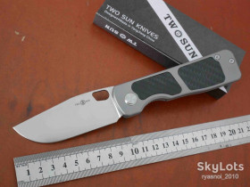 Ножі, мультітули Ножи, мультитулы ^/--/^ TwoSun TS /--/ 396-Titanium+Carbon, D /--/ 2 Satin, Desgined by Keanu, Tactical, KVT Ceramic подшипник, EDC, Liner Lock - фото фото фото