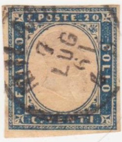 Італія, Ватикан Италия, Ватикан ^/--/^ Италия   ( Сардиния ) 1855-63 /--/ г. № 12  b гашеная ^_^^^ Італія ( Сардинія) 1855-63 /--/ г. No 12 b гашена - фото фото фото