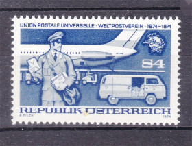 Транспорт Транспорт ^/--/^ Авиация .  Австрия 1974  г  MNH - почта - авто - ВПС / UPU ^_^^^ Австрія 1974 MNH - пошта - авто - ВПС / UPU - фото фото фото