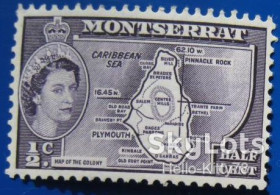 Острівні держави Островные государства ^/--/^ Монтсеррат 1958 карта колонии Великобритания Mi 147 MH * ^_^^^ Монтсеррат 1958 карта колонії Велика Британія Mi 147 MH - фото фото фото