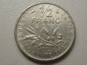 Франція Франция ^/--/^ Франция 1/2 франка 1972 года 38075 ^_^^^ Франція 1/2 франка 1972 38075 - фото фото фото