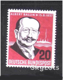 НДР, ФРН ГДР, ФРГ ^/--/^ Германия   1957  г  MNH -  личности - морской линейный магнат  , Альберт Баллин ^_^^^ Німеччина 1957 р MNH - особистості - морський лінійний магнат, Альберт Баллін - фото фото фото