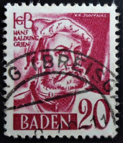 НДР, ФРН ГДР, ФРГ ^/--/^ Германия Французский Баден 1947 - 1949 г. № 34 гашеная ^_^^^ Французький Баден 1947 - 1949 р. No 34 гашена - фото фото фото