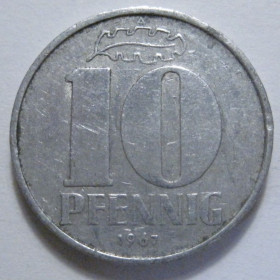 НДР, ФРН ГДР, ФРГ ^/--/^ Німеччина 10 пфенігів 1967 року 41296 ^_^^^ Германия 10 пфеннигов 1967 года 41296 - фото фото фото