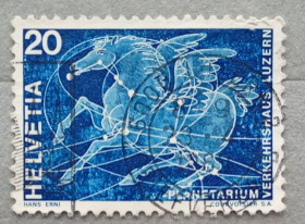 Швейцарія Швейцария ^/--/^ Швейцария 1969 г - Открытие планетария  в Люцерне. Созвездие Пегаса, гаш ^_^^^ Швейцарія 1969 - відкриття планетарію в Люцерні. Сузір'я Пегаса, гаш - фото фото фото