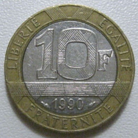 Франція Франция ^/--/^ Франція 10 франків 1990 року 43761 ^_^^^ Франция 10 франков 1990 года 43761 - фото фото фото
