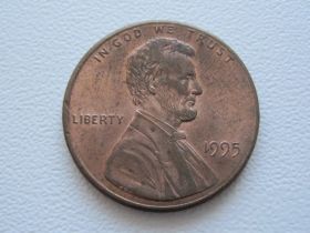 Обігові Обиходные ^/--/^ США 1 цент 1995 года 21539 ^_^^^ США 1 цент 1995 року 21539 - фото фото фото