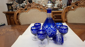 Кухонне начиння, посуд, столове срібло Кухонная утварь, посуда, столовое серебро ^/--/^ Шикарный Набор Кобальт Графин Рюмки 6 шт Цветной хрусталь Германия ^_^^^ Шикарний Набір Кобальт Графін Рюмки 6 шт Кольоровий кришталь Німеччина - фото фото фото
