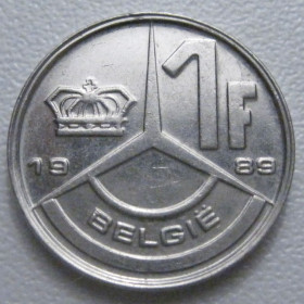 Бельгія Бельгия ^/--/^ Бельгія 1 франк 1989 року Belgie 42739 ^_^^^ Бельгия 1 франк 1989 года Belgie 42739 - фото фото фото